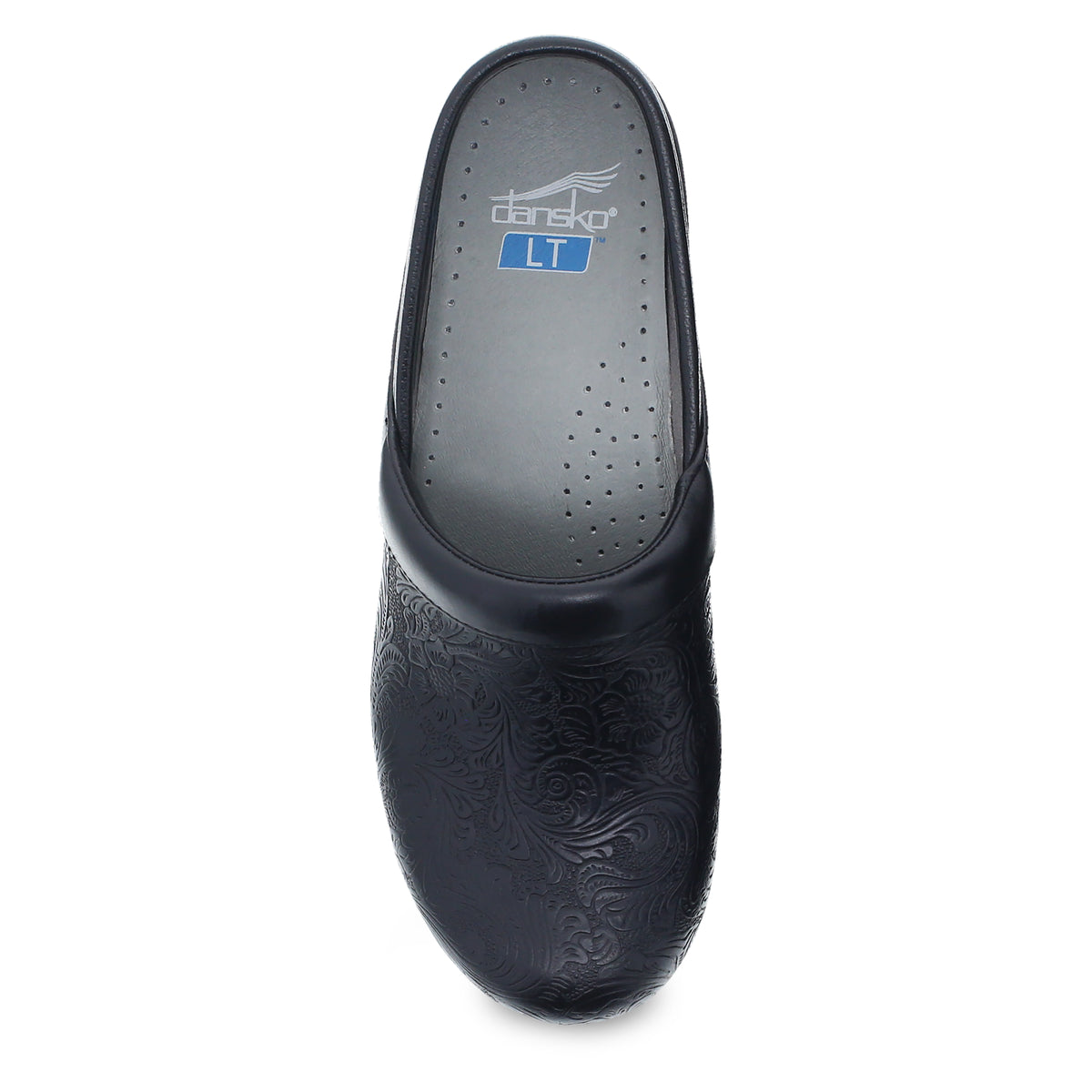 Dansko LT Professional Clog in Black Floral Tooled Women's Footwear