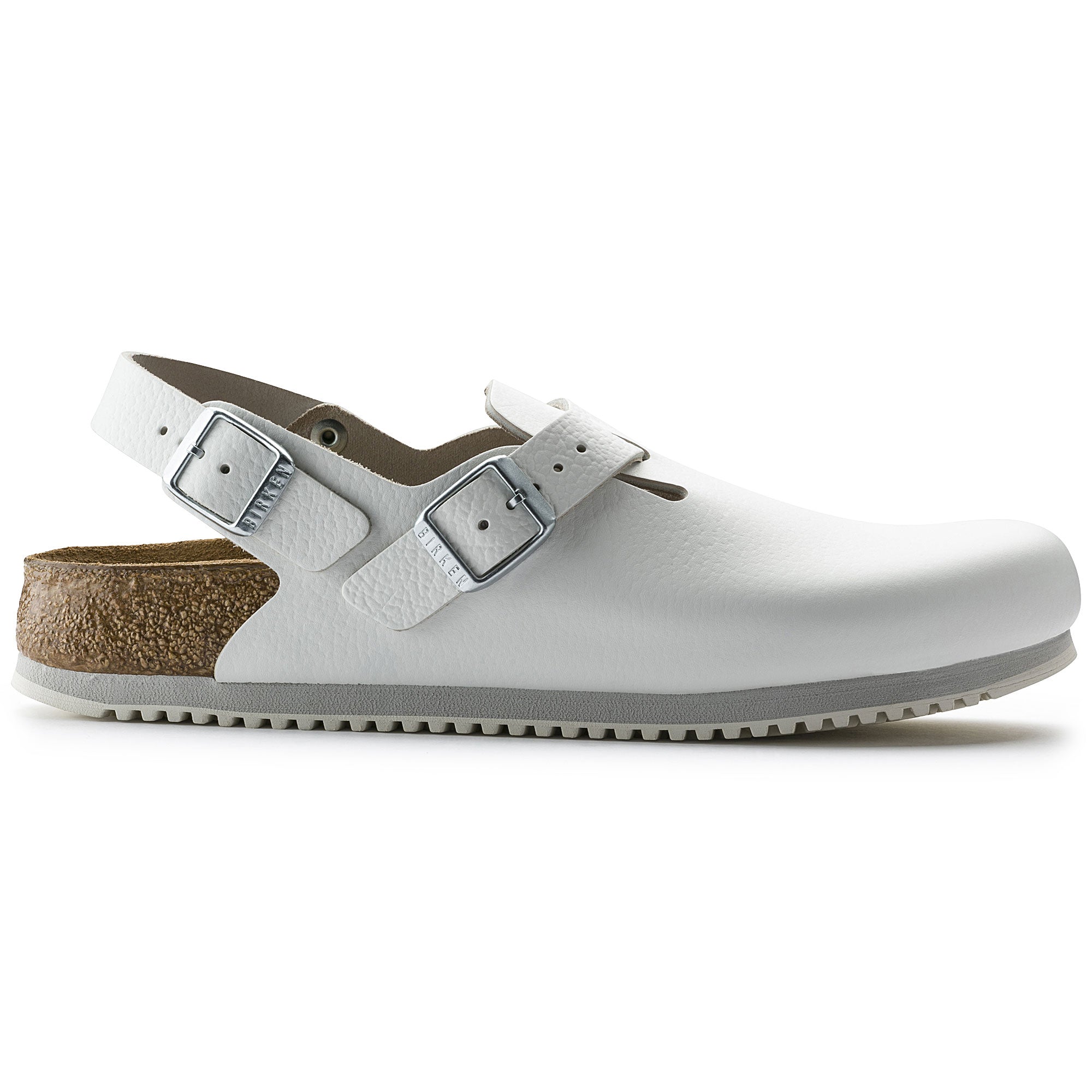 Birkenstock Tokio Super Grip Leather Clog Classic Footbed in White Women's Footwear