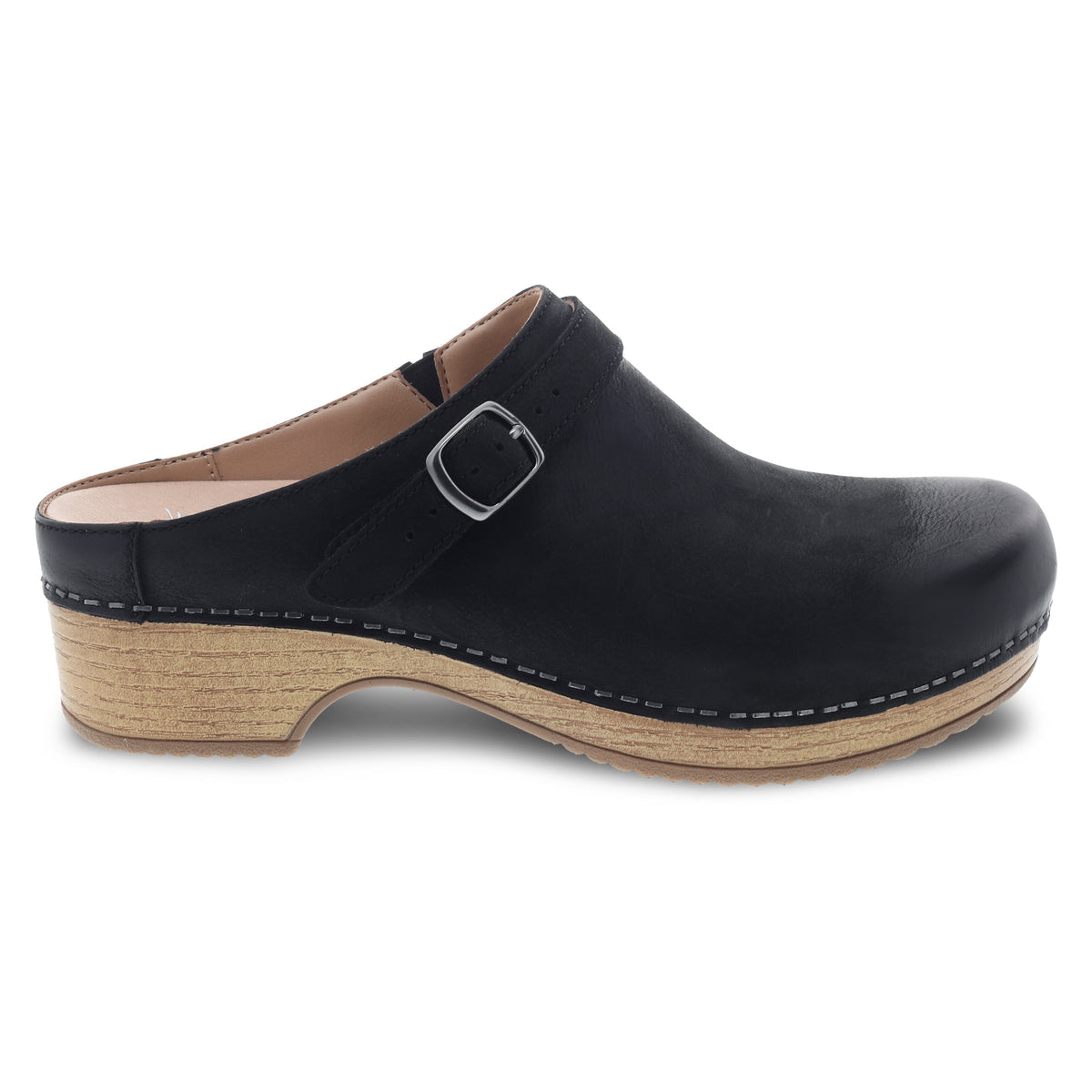 Dansko Women's Brenna in Black Burnished Suede Clog Footwear