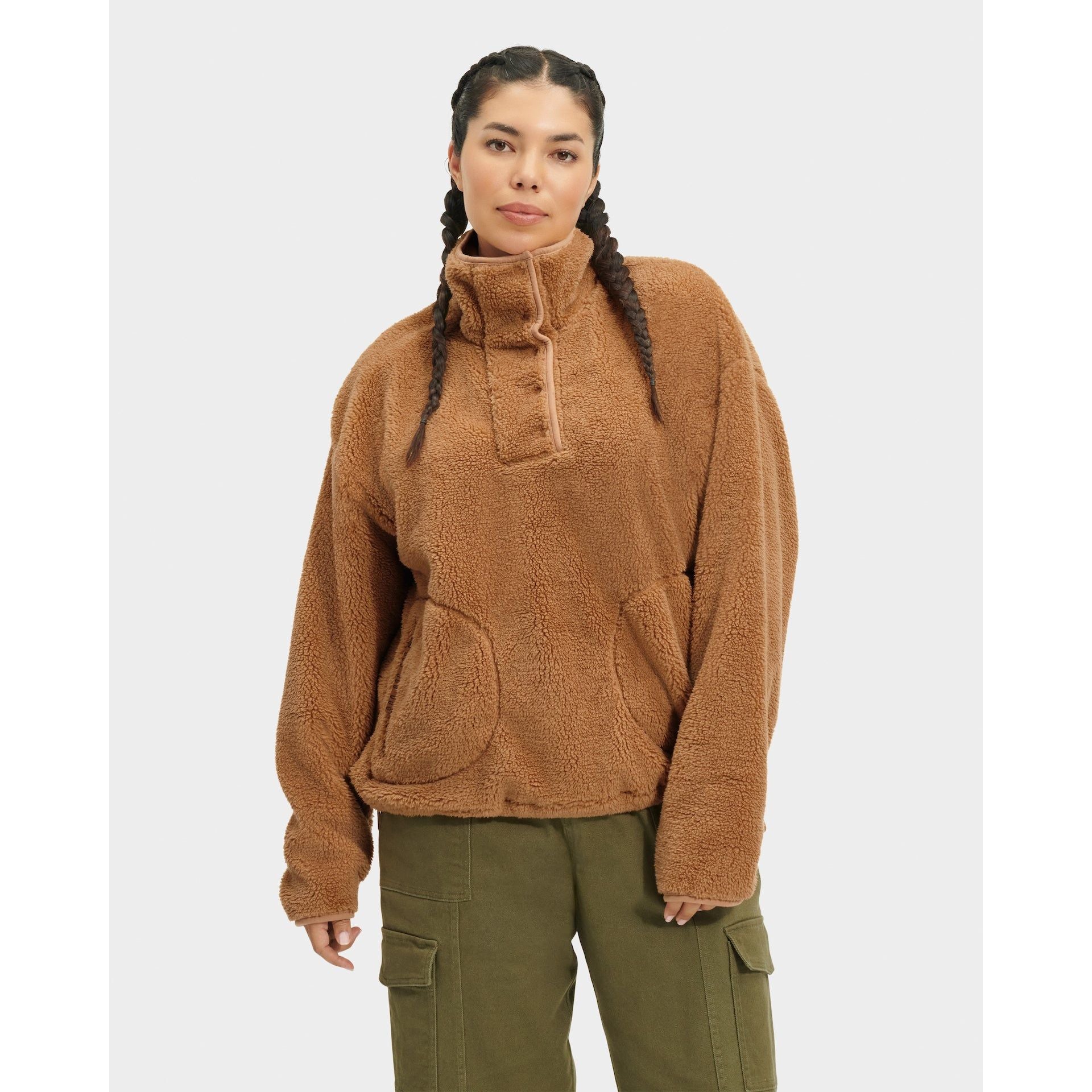 UGG Women's Atwell Sherpa Half Snap Pullover in Tawny Apparel & Accessories