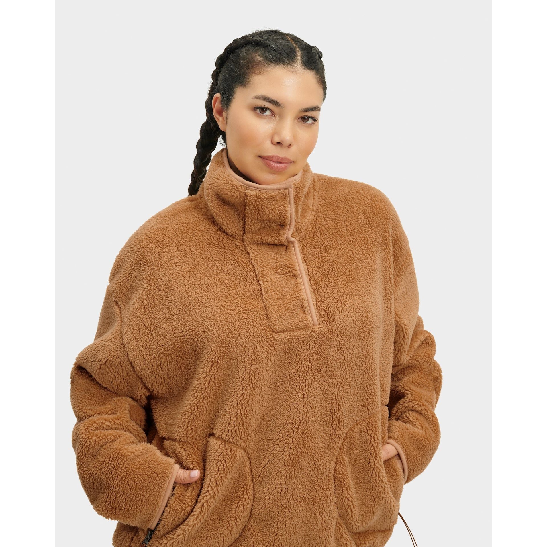 UGG Women's Atwell Sherpa Half Snap Pullover in Tawny Apparel & Accessories