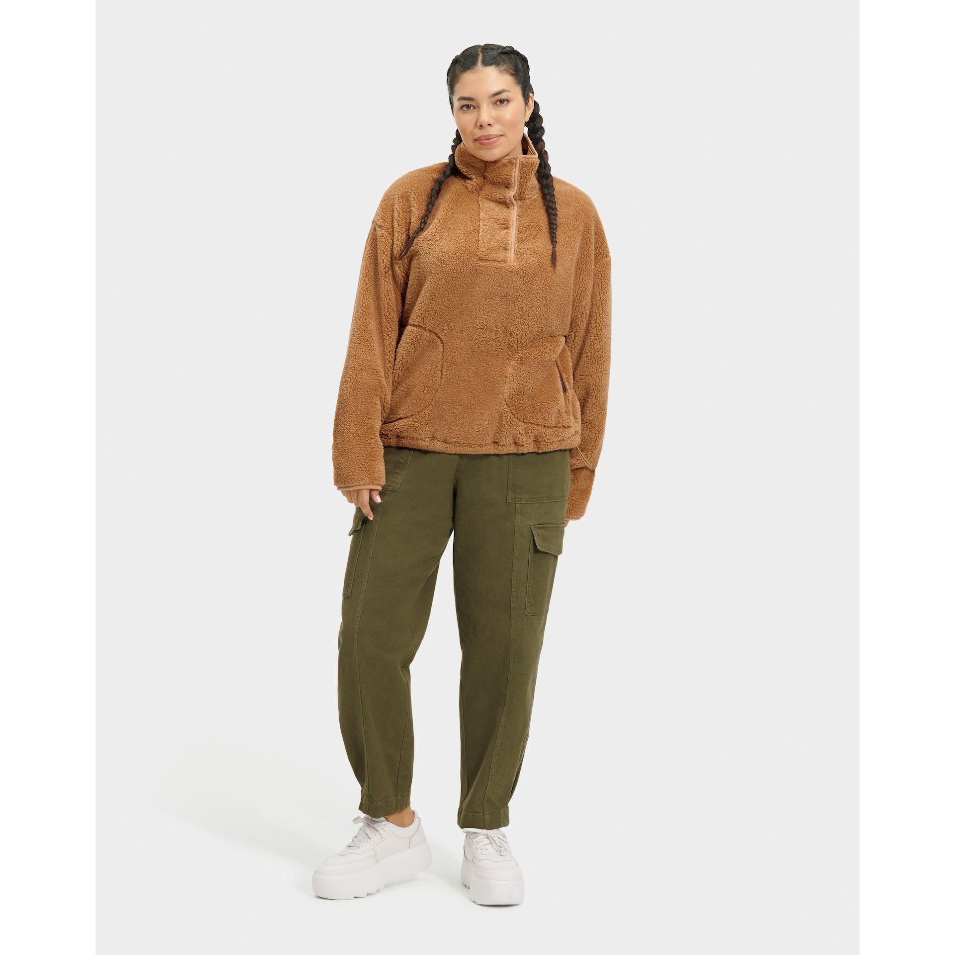 UGG Women's Atwell Sherpa Half Snap Pullover in Tawny Apparel & Accessories