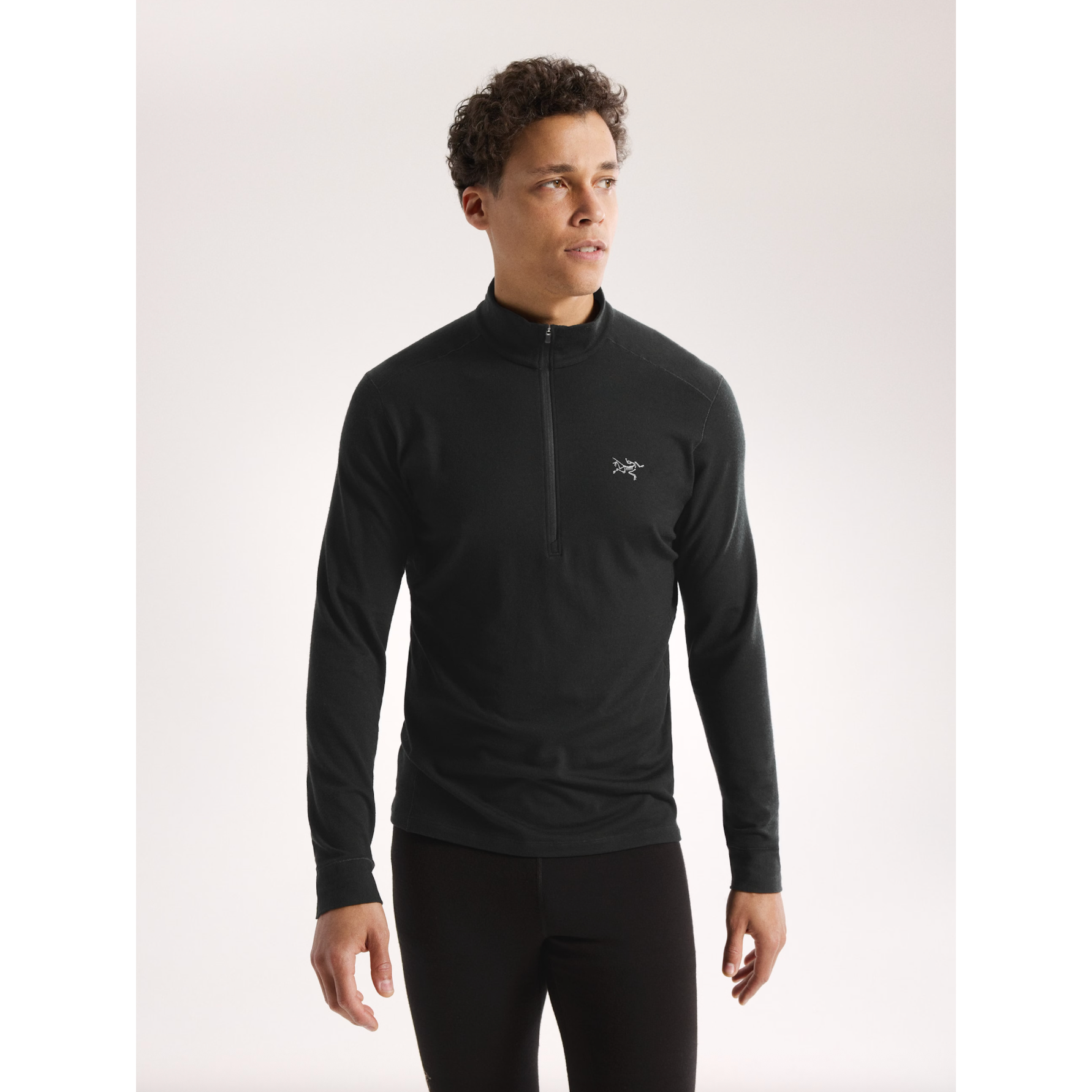 Arc'teryx Men's Rho Merino Wool Zip Neck in Black