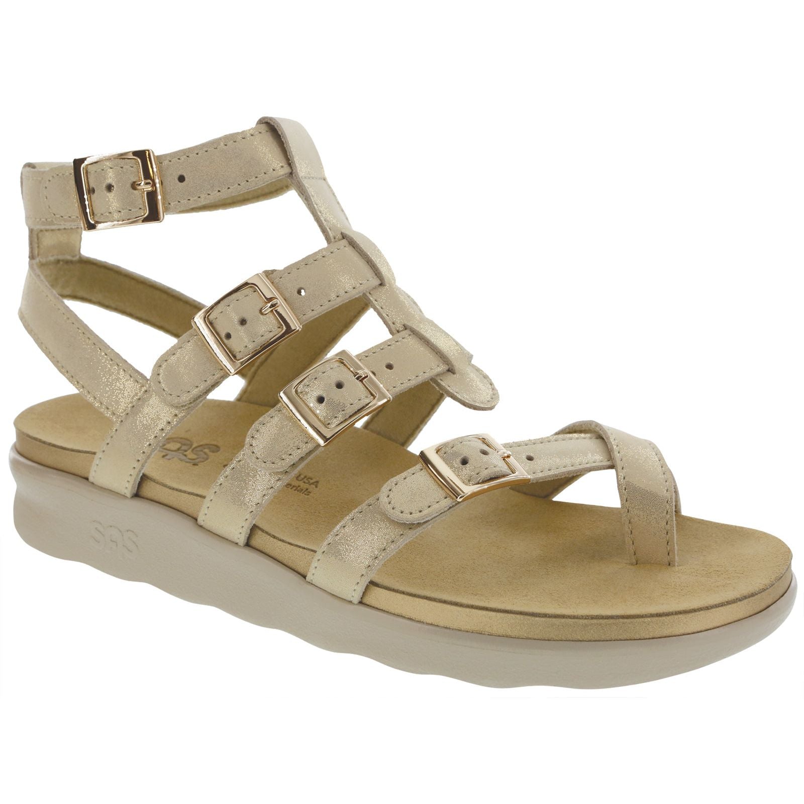 SAS Womens Aria Sandal in Soft Gold