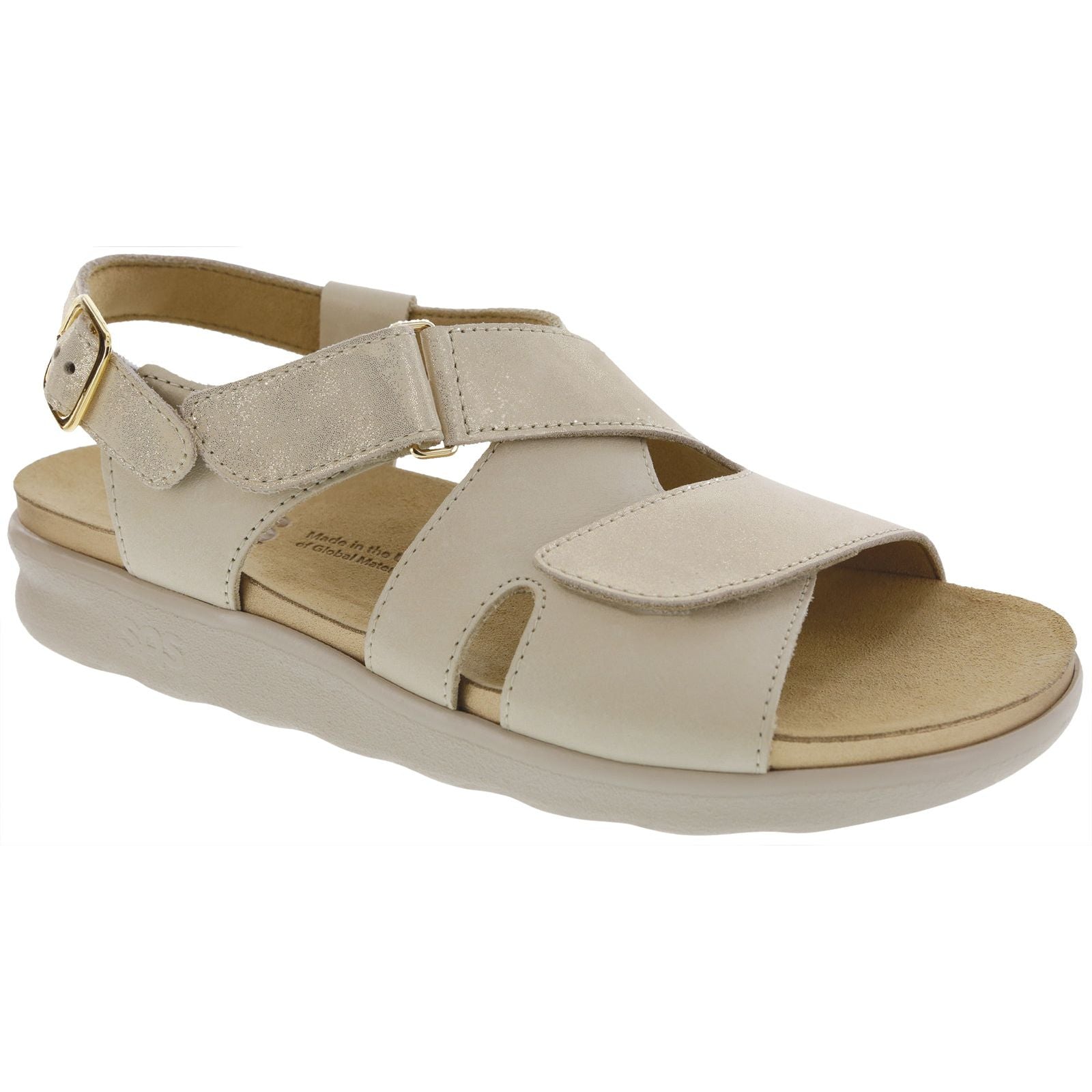 SAS Women's Huggy Heel Strap Sandal in Soft Gold