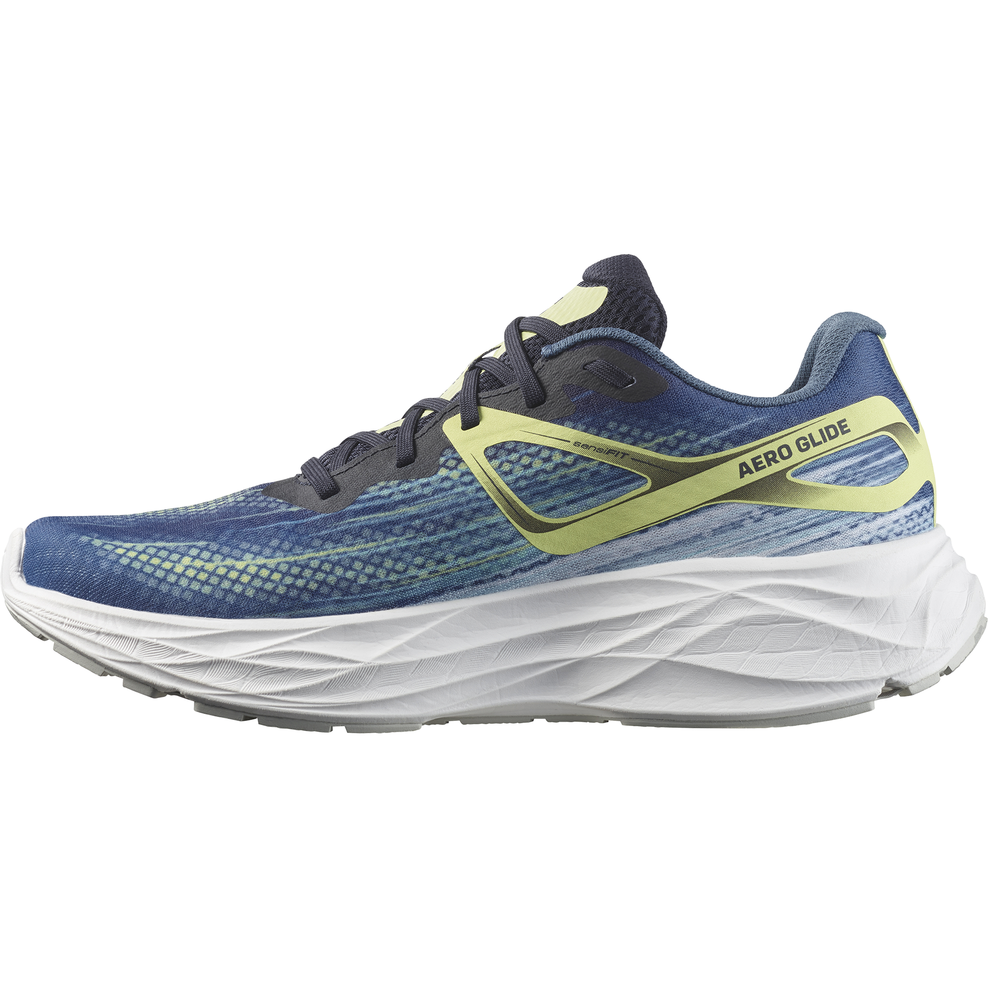 Salomon Men's Aero Glide in Blue Ashes Dark Sapphire Sunny Lime Men's Footwear