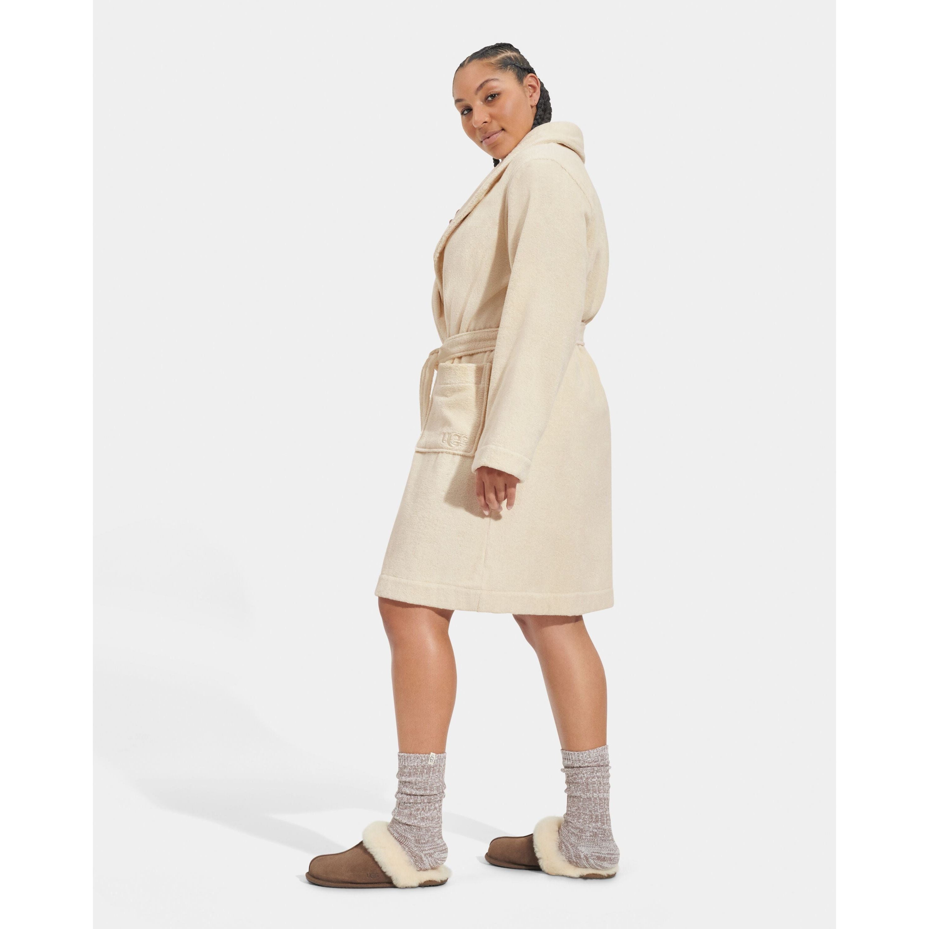 UGG Women's Lenore Terry Robe in Plaster Apparel & Accessories