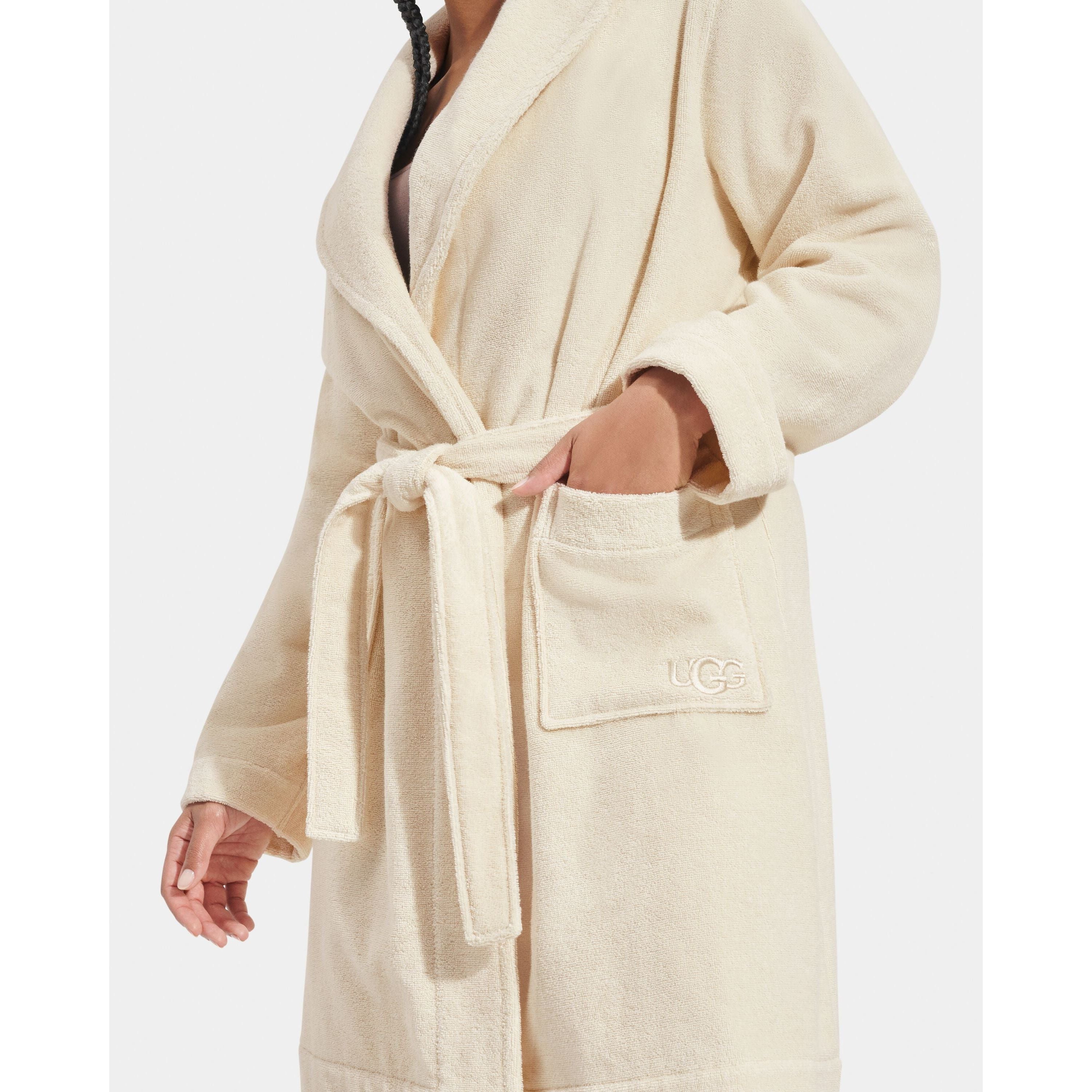 UGG Women's Lenore Terry Robe in Plaster Apparel & Accessories
