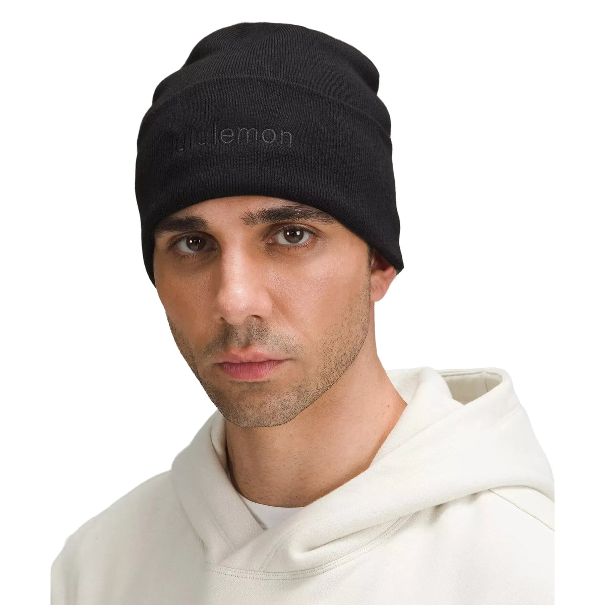 Lululemon Athletica Black/Brown  and Cream Knit Beanie Close-Fit Wool-Blend Ribbed Knit Beanie — The Dashery main image 2