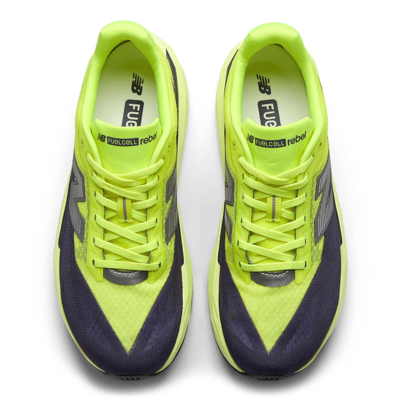 New Balance Men's FuelCell Rebel v5 in Alkaline Green with Boysenberry and Dark Silver Metallic