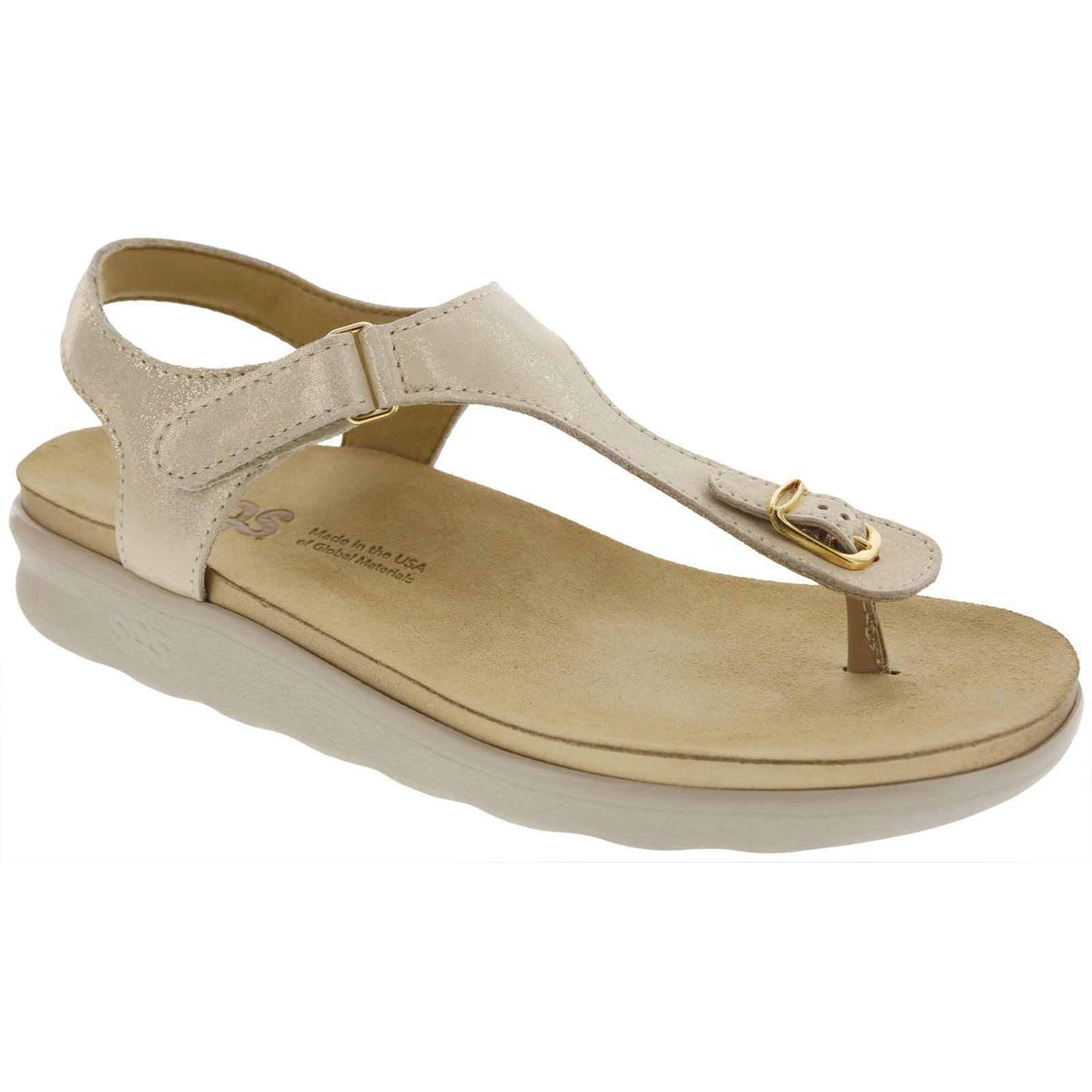 SAS Women's Marina T-Strap Sandal in Soft Gold