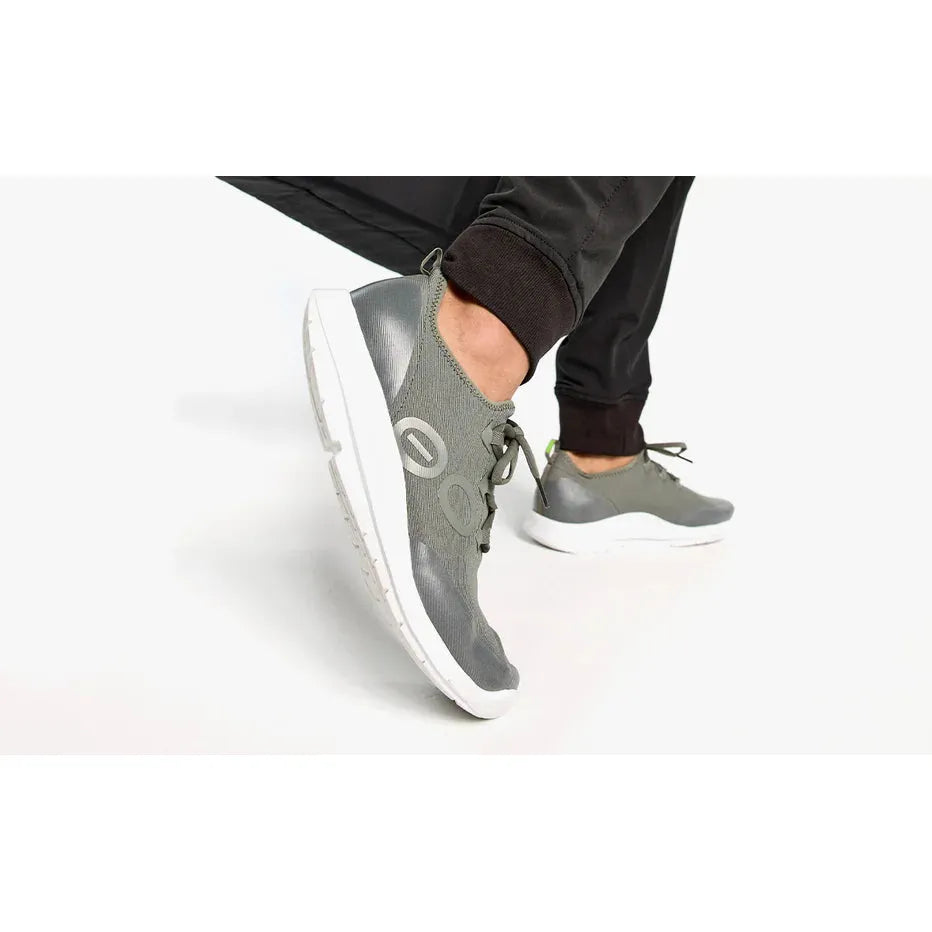 OOFOS Men's OOmg Sport LS Low Shoe in White and Olive Men's Footwear