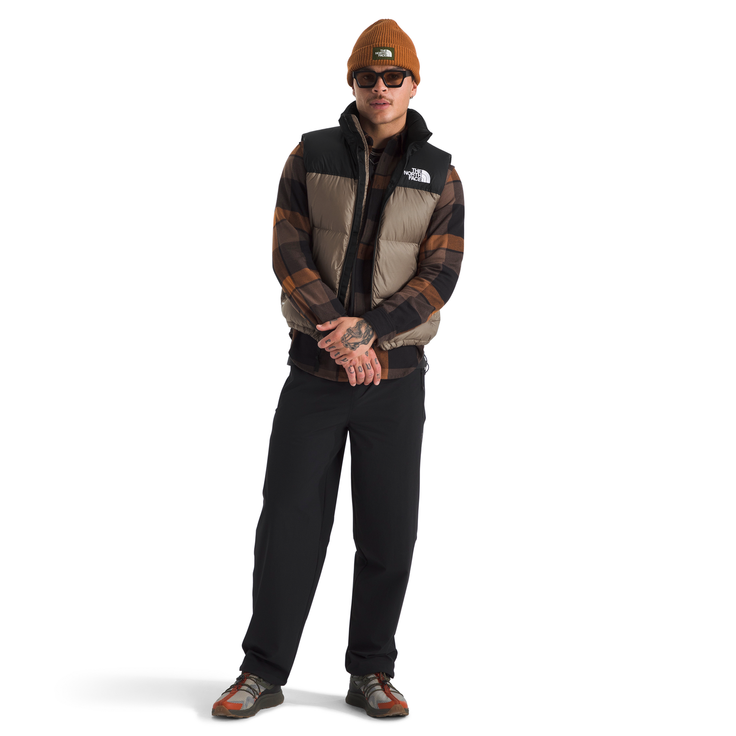 The North Face Men's 1996 Retro Nuptse Vest in Mocha Brown/TNF Black