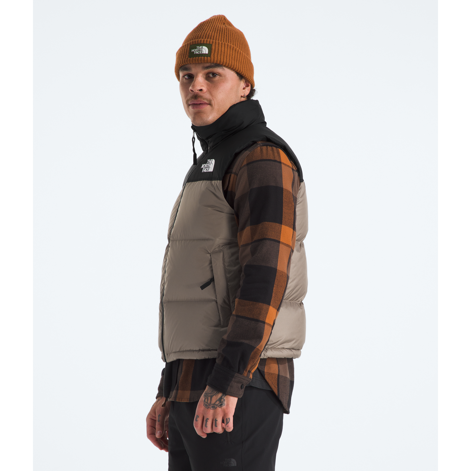 The North Face Men's 1996 Retro Nuptse Vest in Mocha Brown/TNF Black