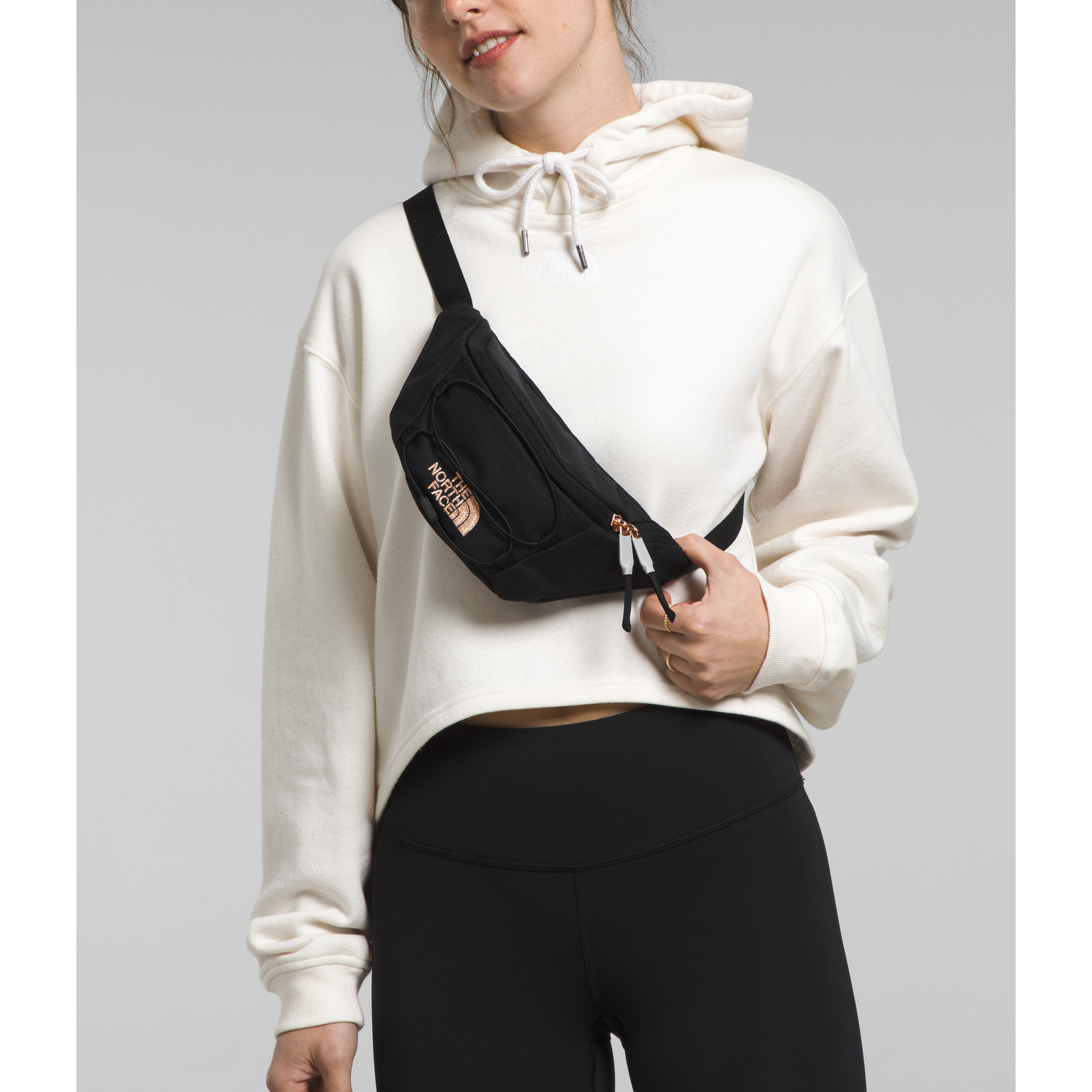 The North Face Women's Jester Lumbar Luxe in Black Burnt Coral Metallic Accessories