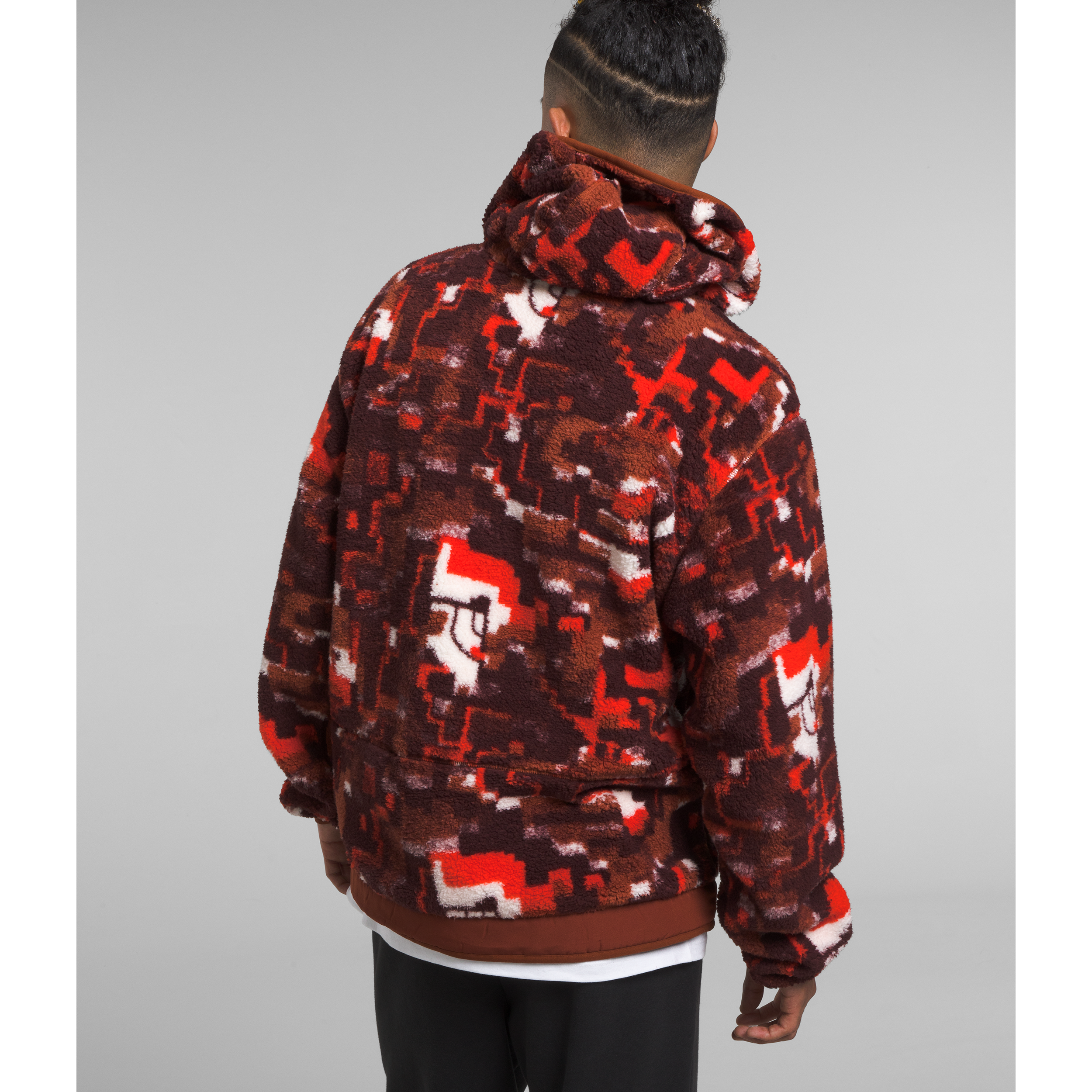 The North Face Men's Campshire Fleece Hoodie in Fiery Red Digital Half Dome Print Men's Apparel