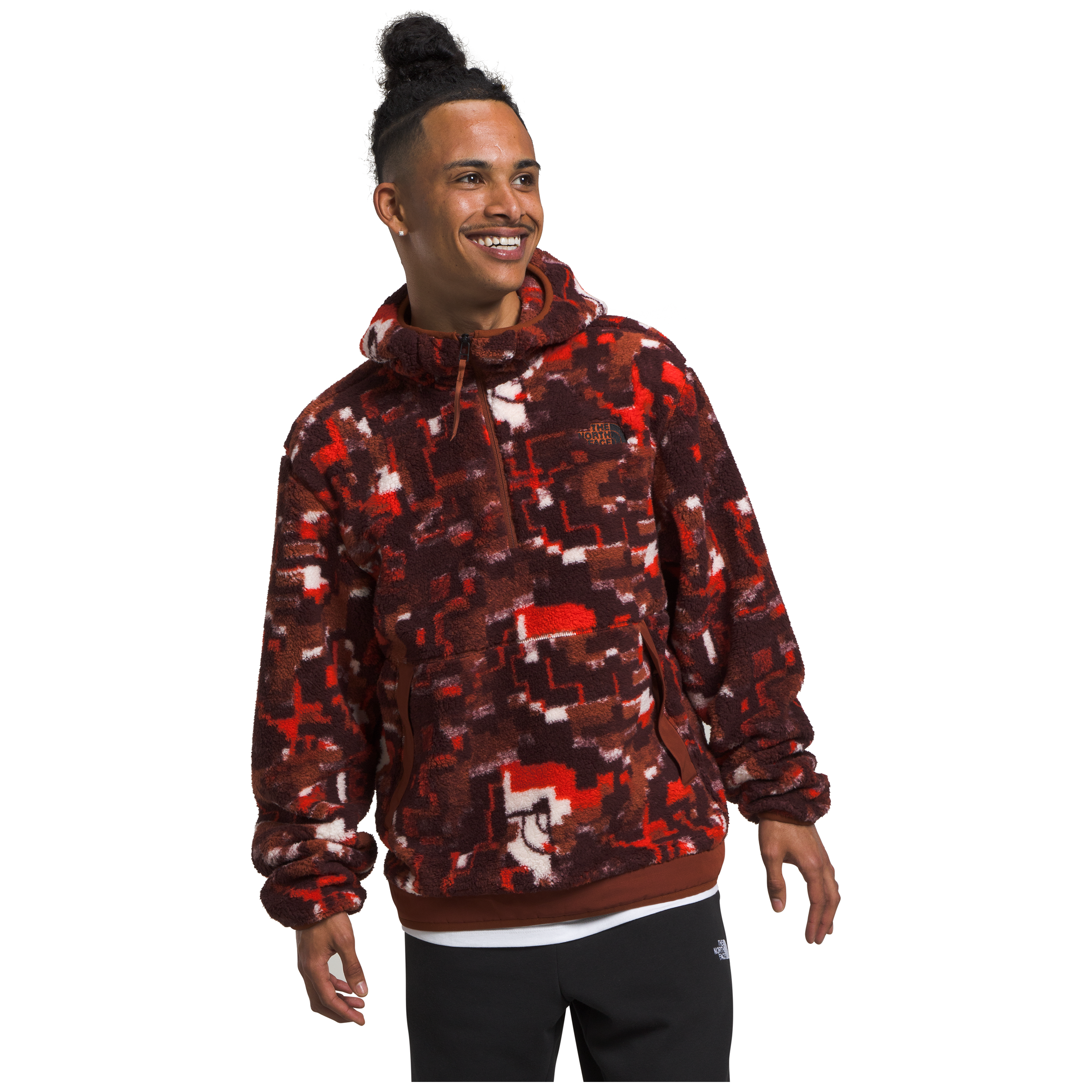 The North Face Men's Campshire Fleece Hoodie in Fiery Red Digital Half Dome Print Men's Apparel