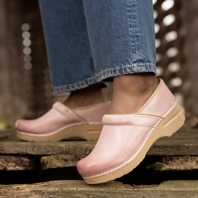 Dansko Women's Professional in Pink Milled Burnished Shoes