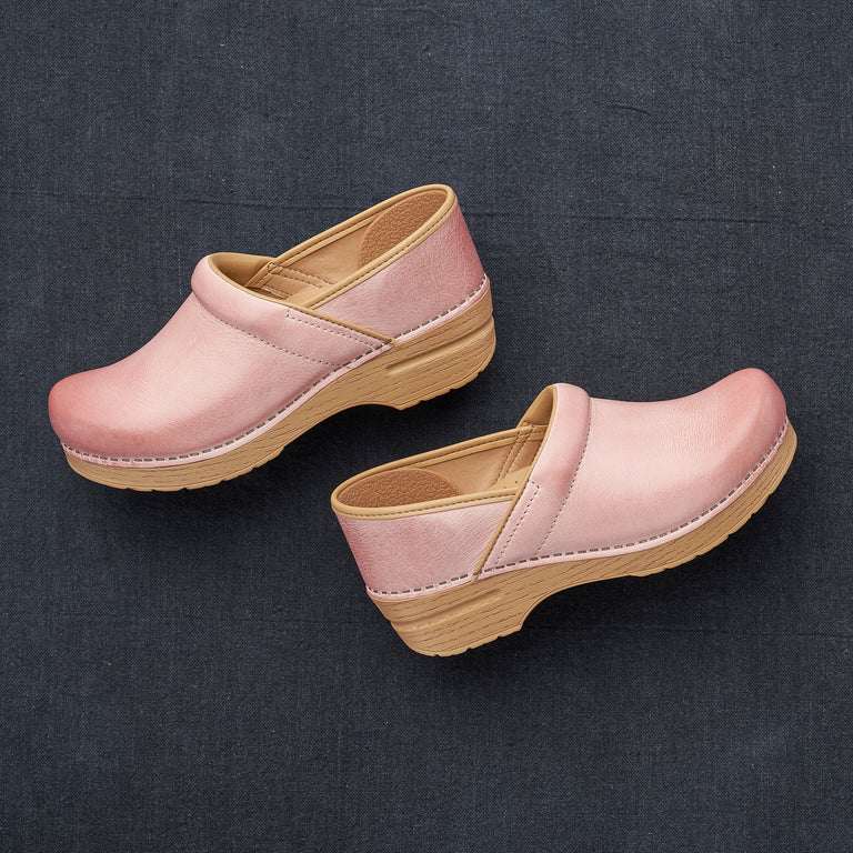 Dansko Women's Professional in Pink Milled Burnished Shoes