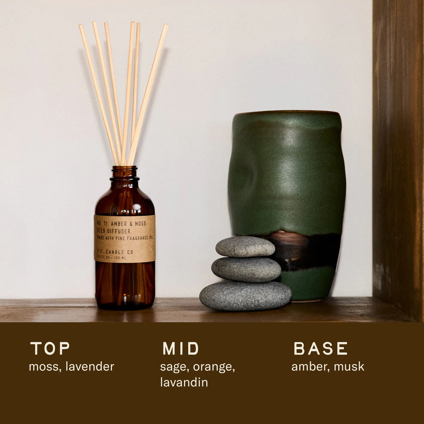 P. F. Candle Co. Amber & Moss– Reed Diffuser
