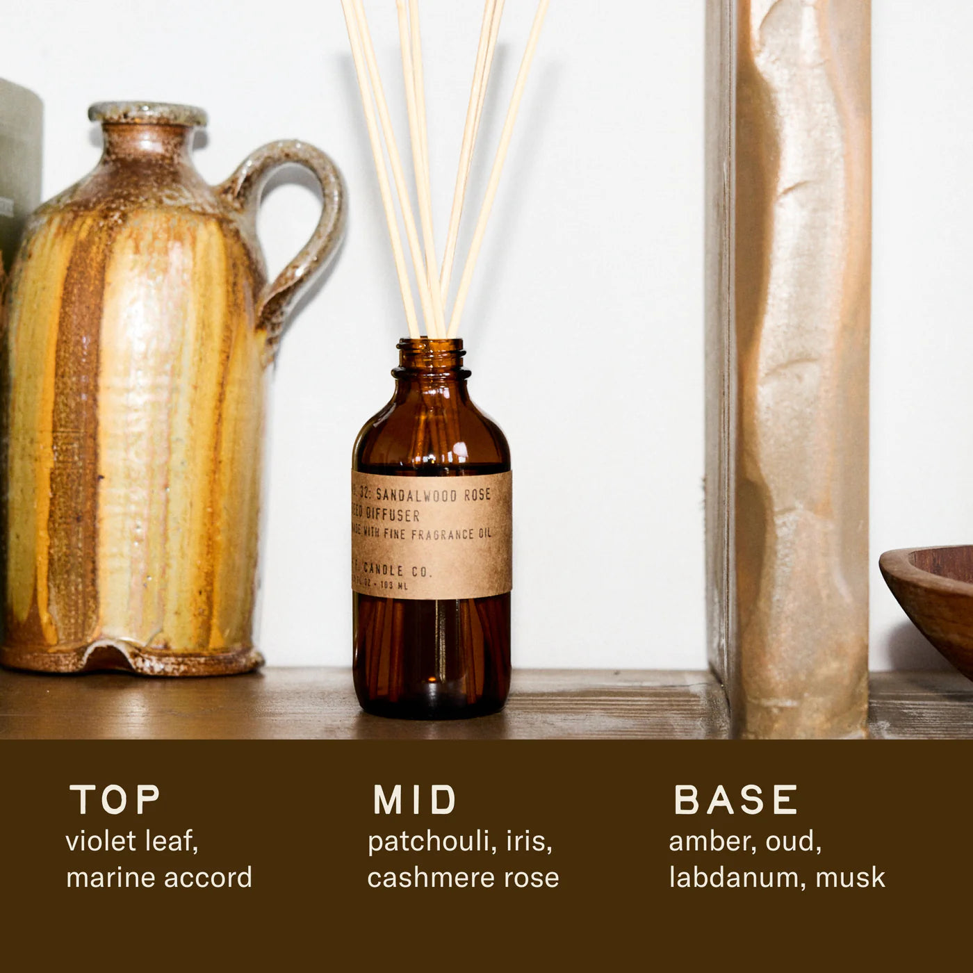 P. F. Candle Co. Sandalwood Rose– Reed Diffuser