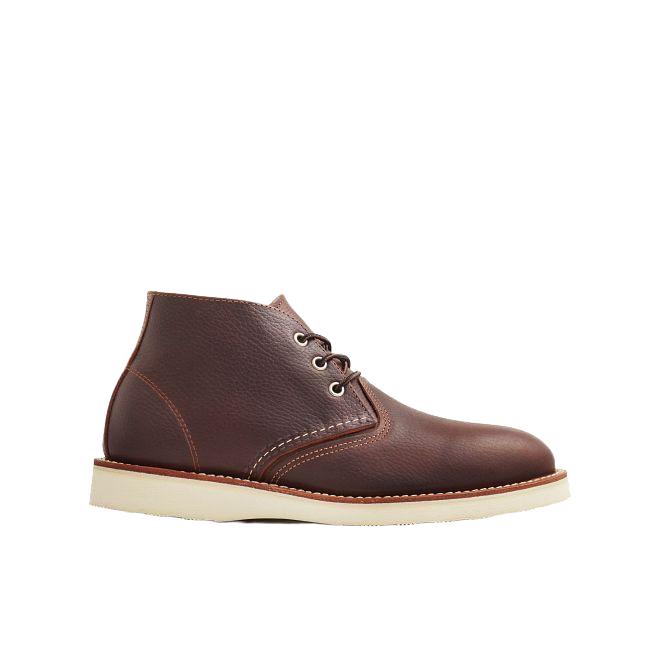 Red Wing Work Chukka in Briar Oil Slick leather with a white Atlas Tred outsole and Goodyear welt construction.