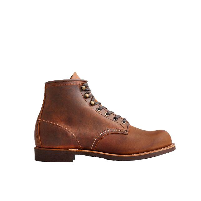 Red Wing Blacksmith 6-inch boot in Copper Rough & Tough leather with a smooth toe and durable Vibram mini-lug outsole.