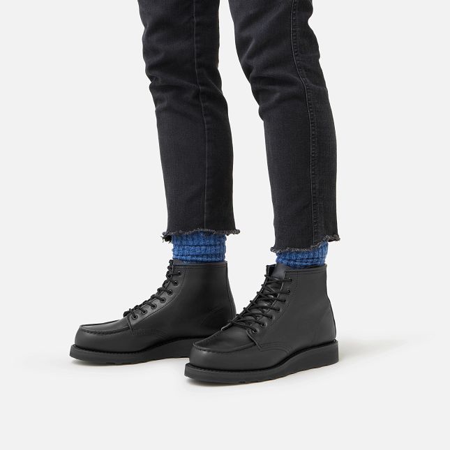 Red Wing Women's 6-inch Classic Moc Short Boot in Black Boundary Leather