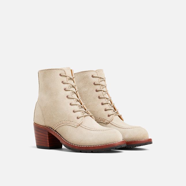 Red Wing Women's Clara Heeled Boot in White Sand Mohave Leather