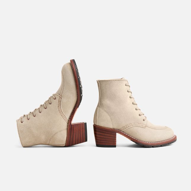 Red Wing Women's Clara Heeled Boot in White Sand Mohave Leather