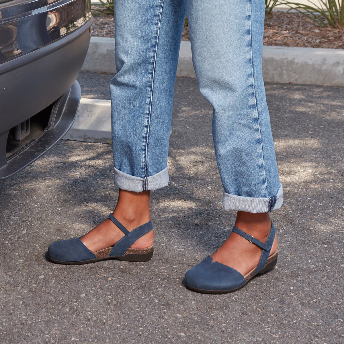Dansko Women's Rowan in Navy Milled Nubuck Mary Jane Shoes