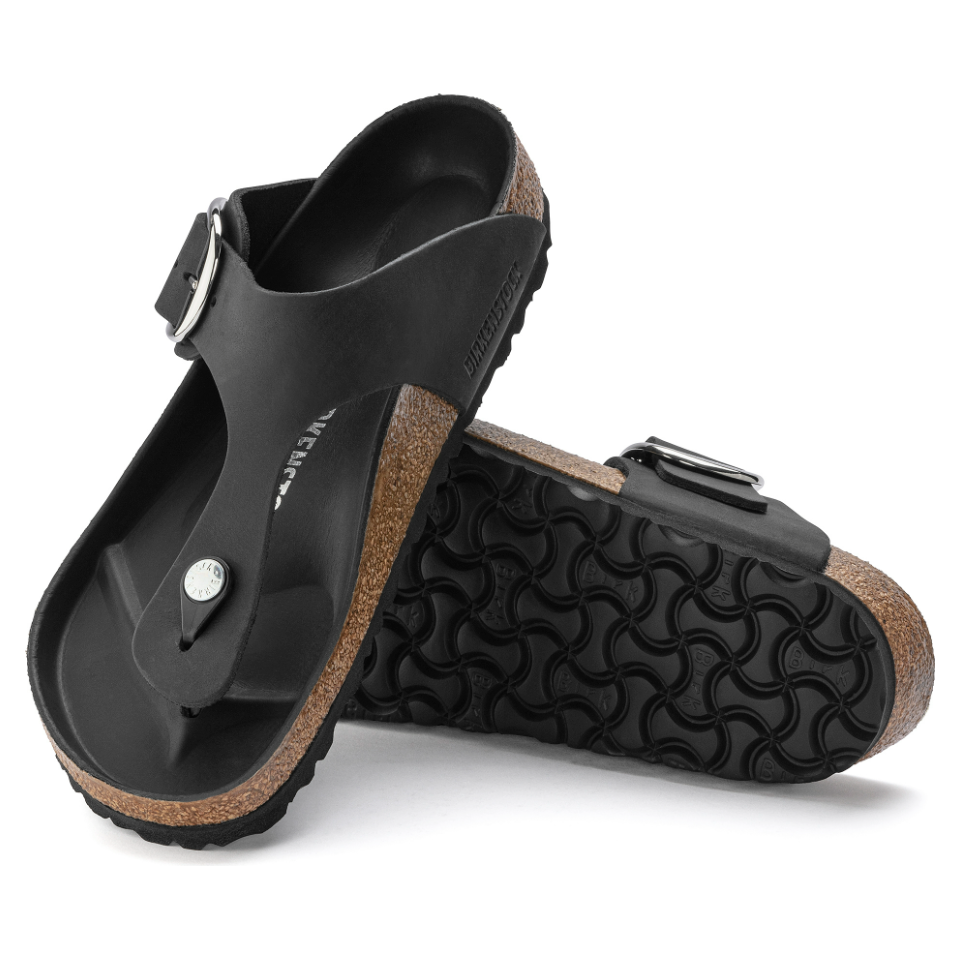 Birkenstock Women Gizeh Big Buckle Oiled Leather in Black Women's Footwear