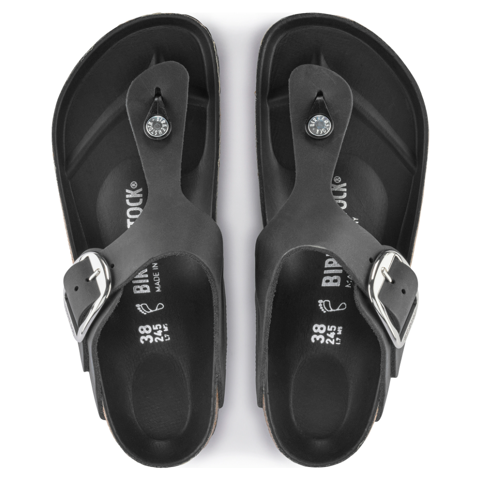 Birkenstock Women Gizeh Big Buckle Oiled Leather in Black Women's Footwear