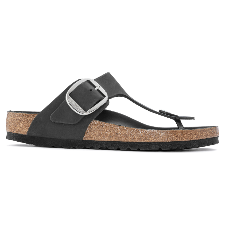 Birkenstock Women Gizeh Big Buckle Oiled Leather in Black Women's Footwear