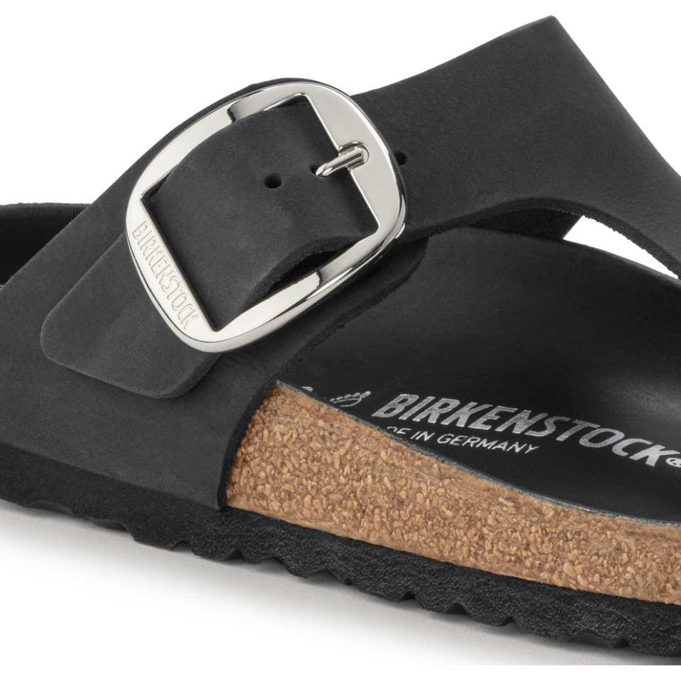 Birkenstock Women Gizeh Big Buckle Oiled Leather in Black Women's Footwear