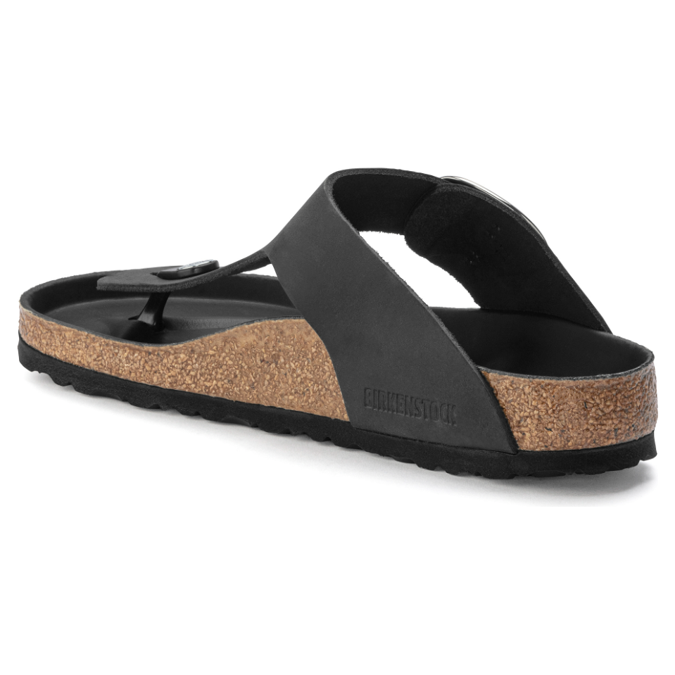 Birkenstock Women Gizeh Big Buckle Oiled Leather in Black Women's Footwear