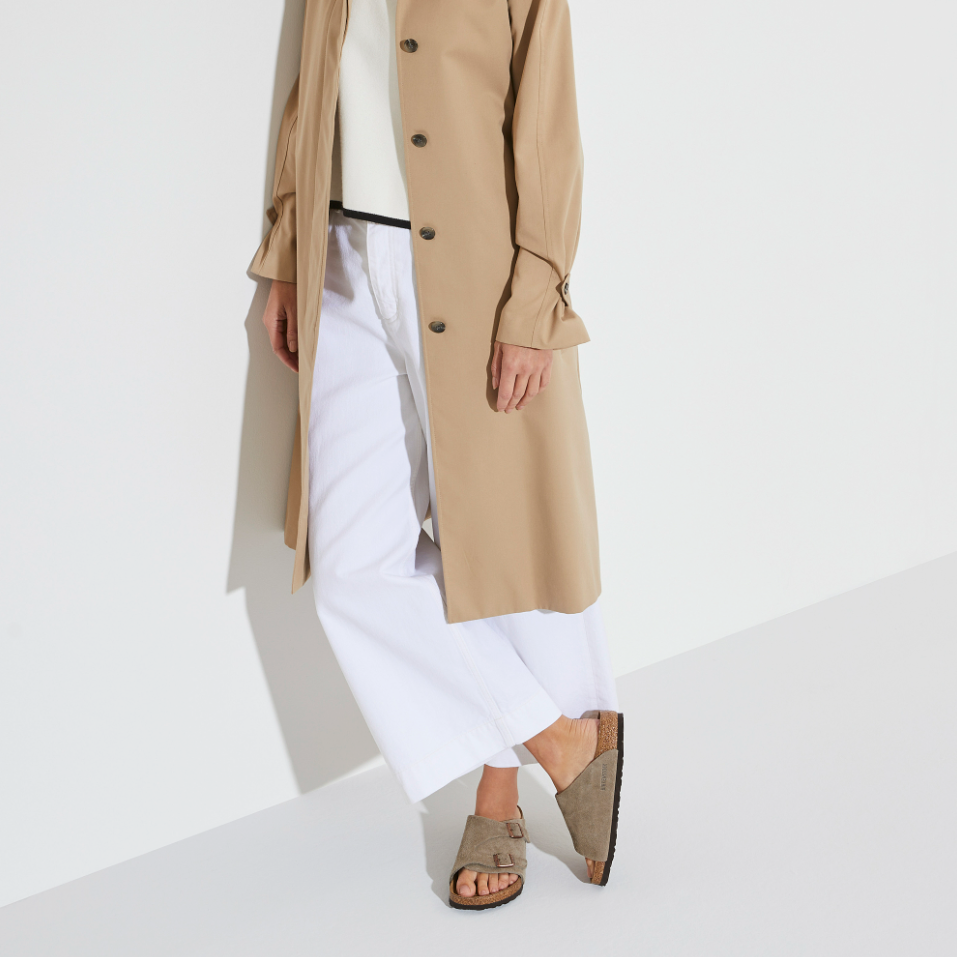 Birkenstock Zürich Suede Leather Sandal in Taupe Unisex Footwear