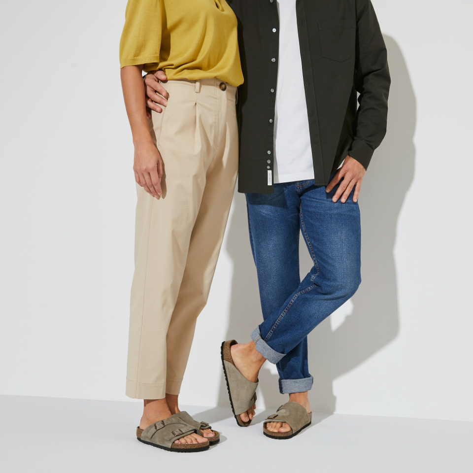 Birkenstock Zürich Suede Leather Sandal in Taupe Unisex Footwear
