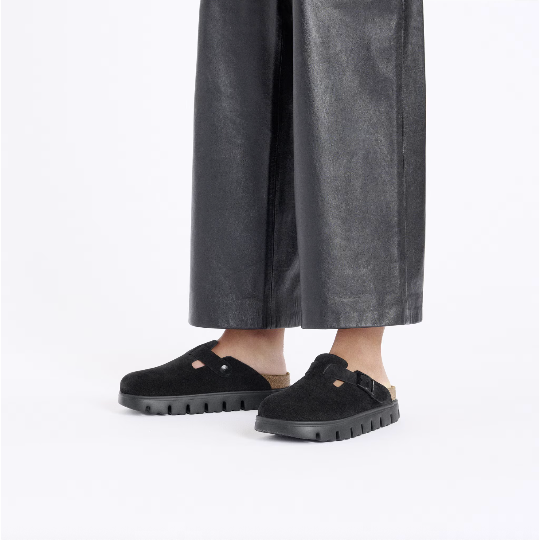 Birkenstock Boston Chunky Suede Leather in Black/Black