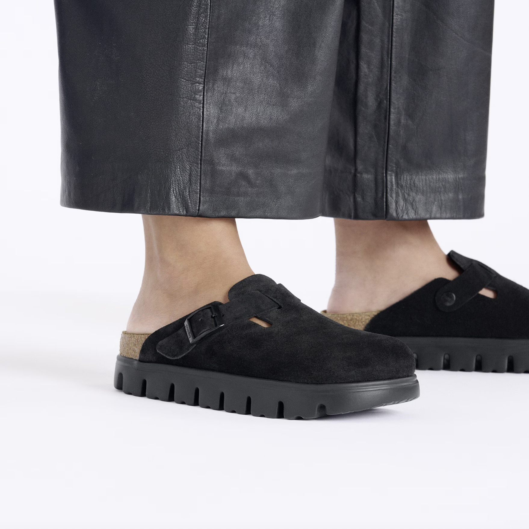 Birkenstock Boston Chunky Suede Leather in Black/Black