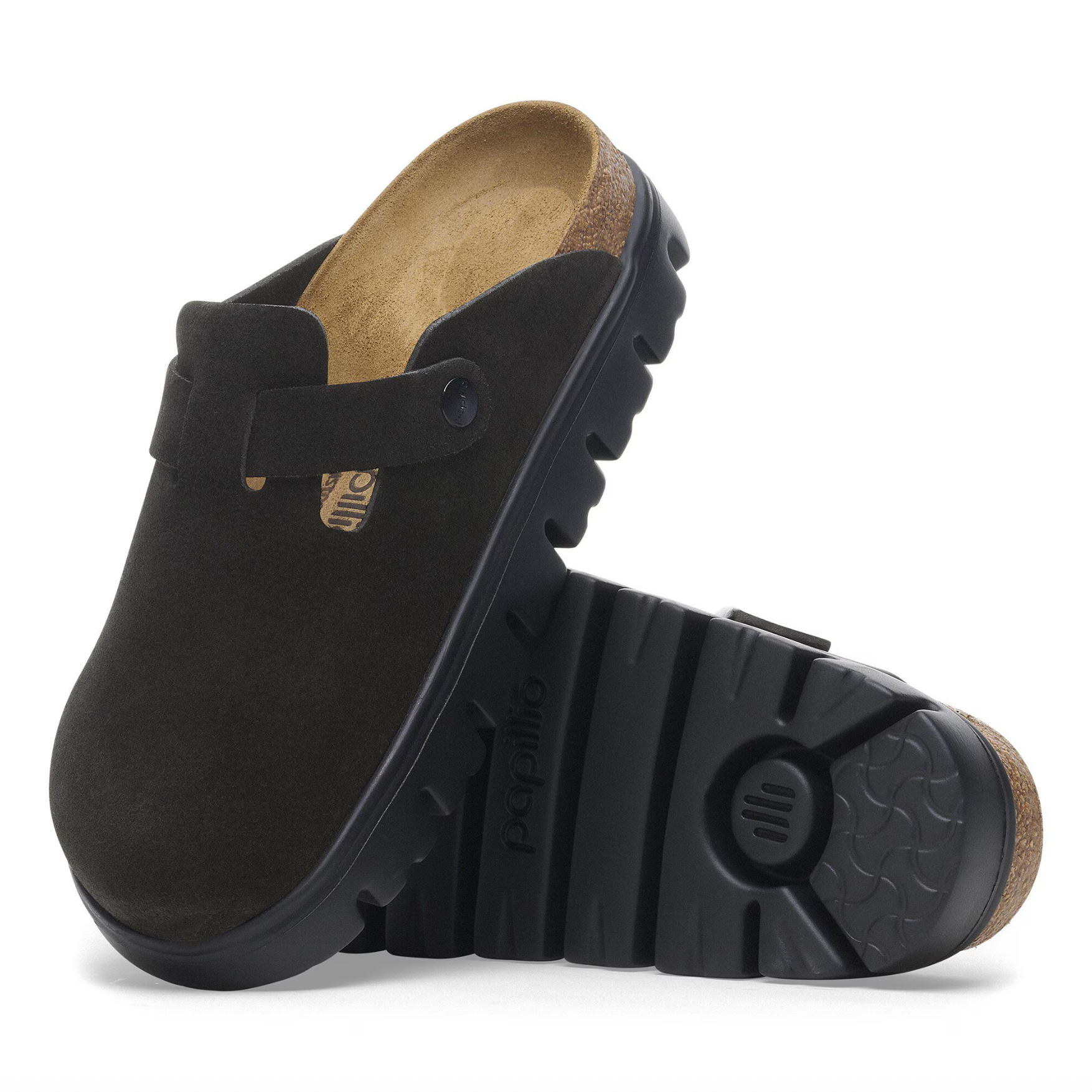 Birkenstock Boston Chunky Suede Leather in Black/Black