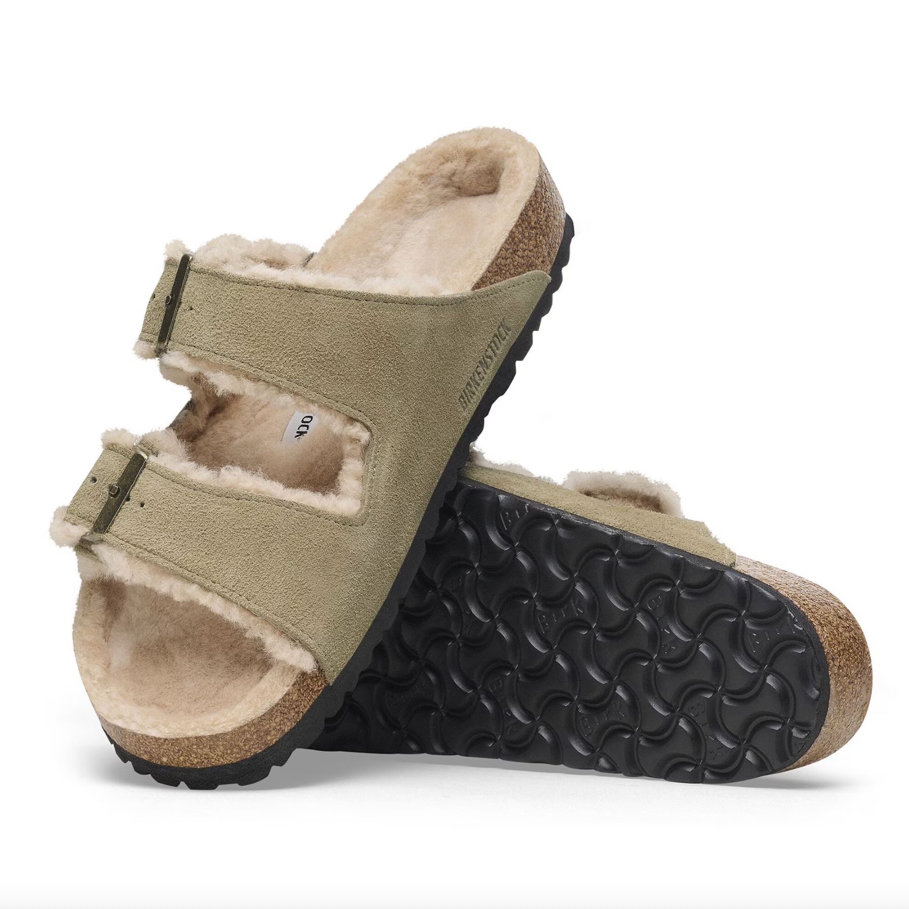 Birkenstock Women's Arizona Shearling Suede Leather in Taupe