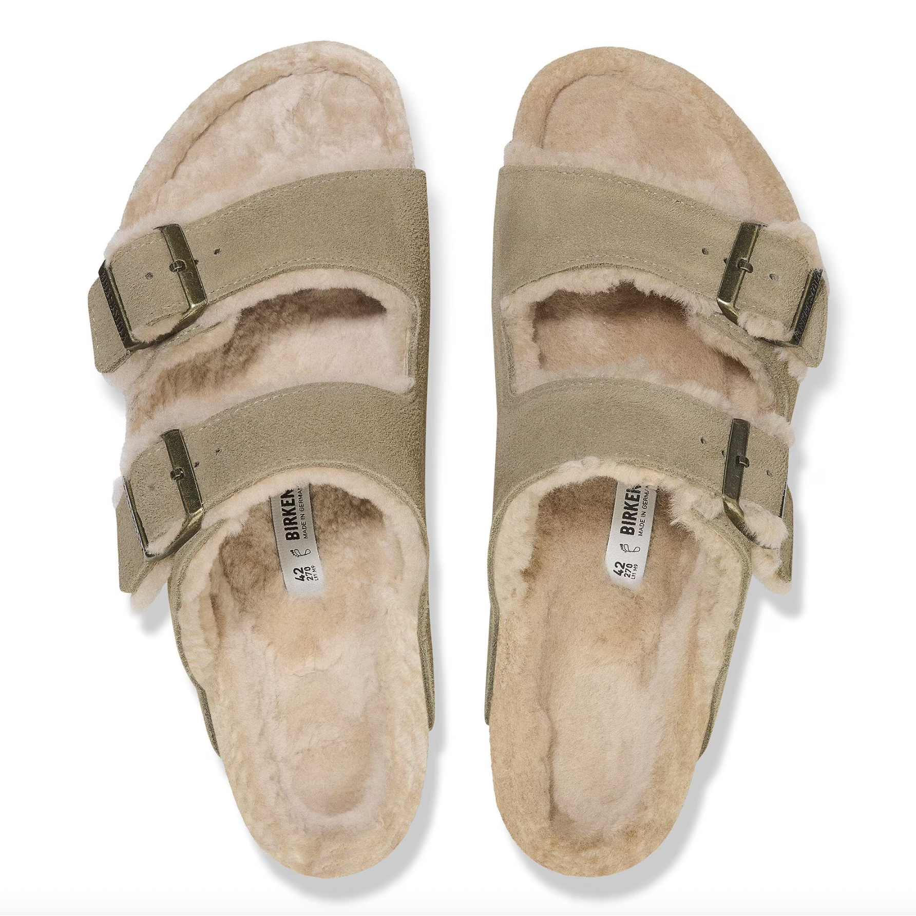 Birkenstock Women's Arizona Shearling Suede Leather in Taupe