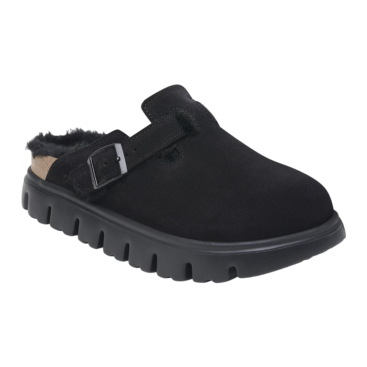 Birkenstock Women's Boston Chunky Shearling Suede Leather-Shearling in Black