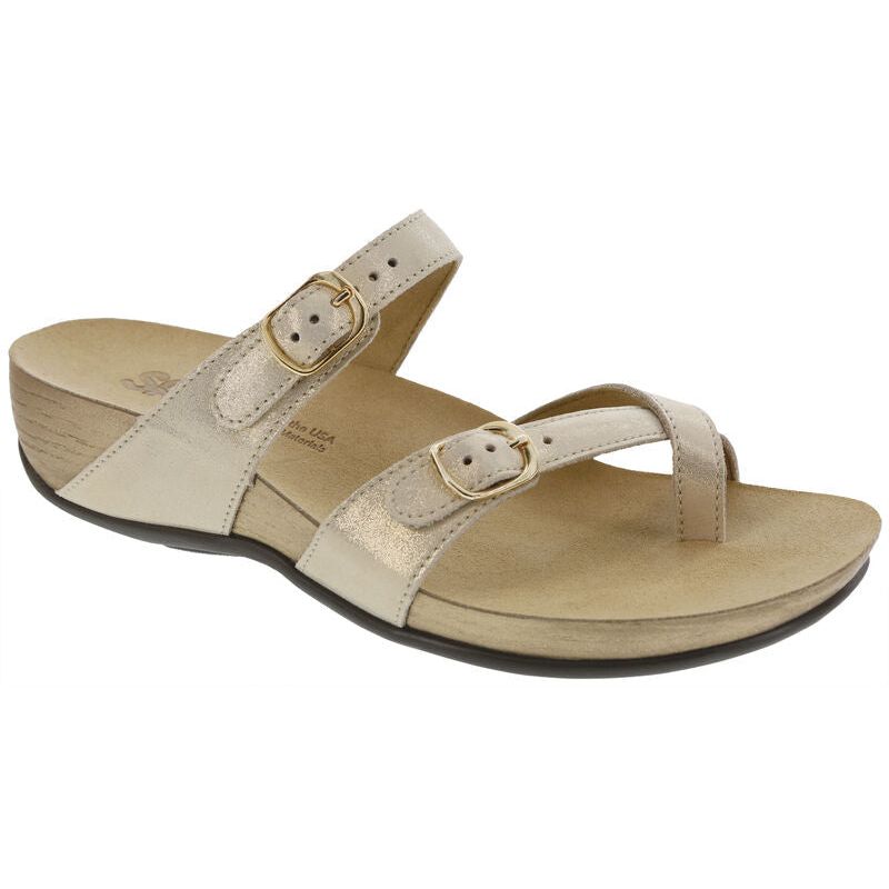 SAS Women's Shelly Toe Loop Slide Sandal in Soft Gold