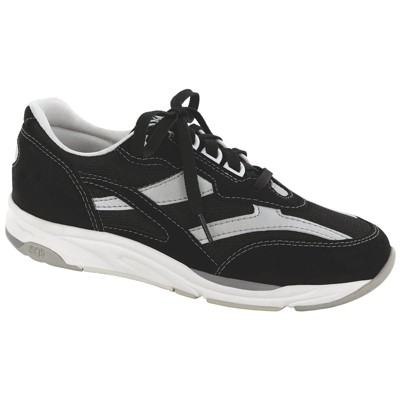 SAS Women's Tour Mesh Lace Up Sneaker in Black / Silver