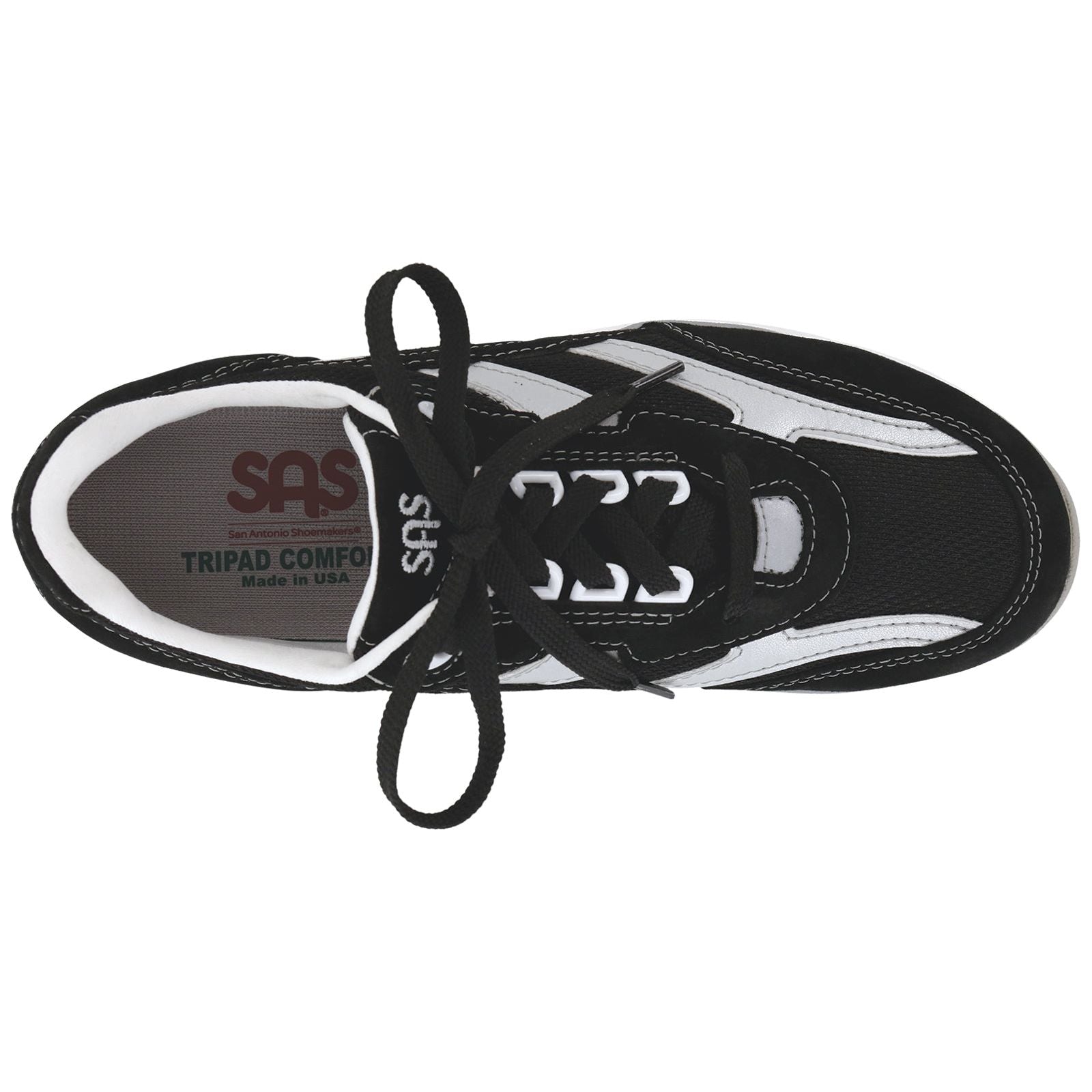 SAS Women's Tour Mesh Lace Up Sneaker in Black / Silver