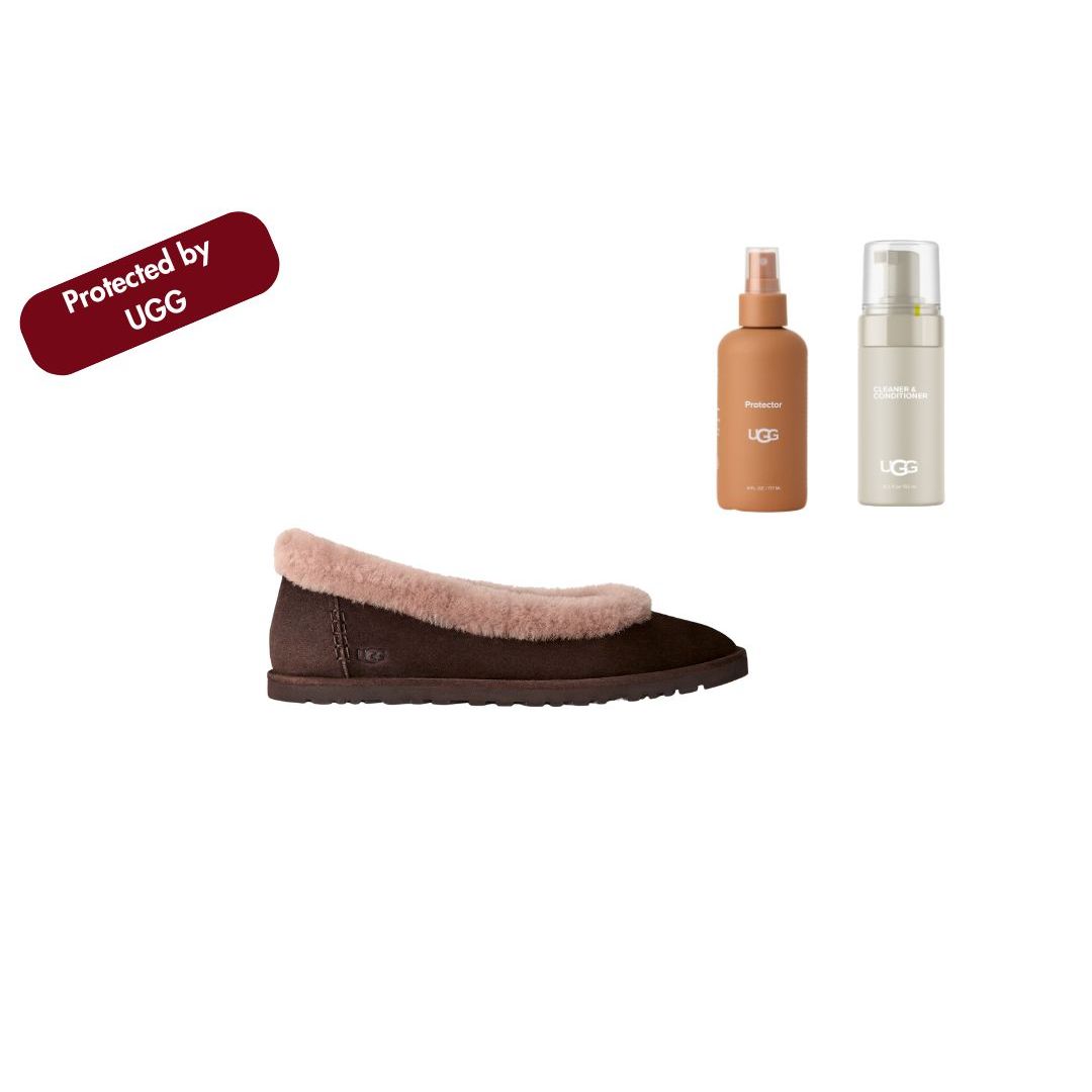 UGG Women's Zora Ballet Flat in Dusted Cocoa Bundled with UGG Care Kit