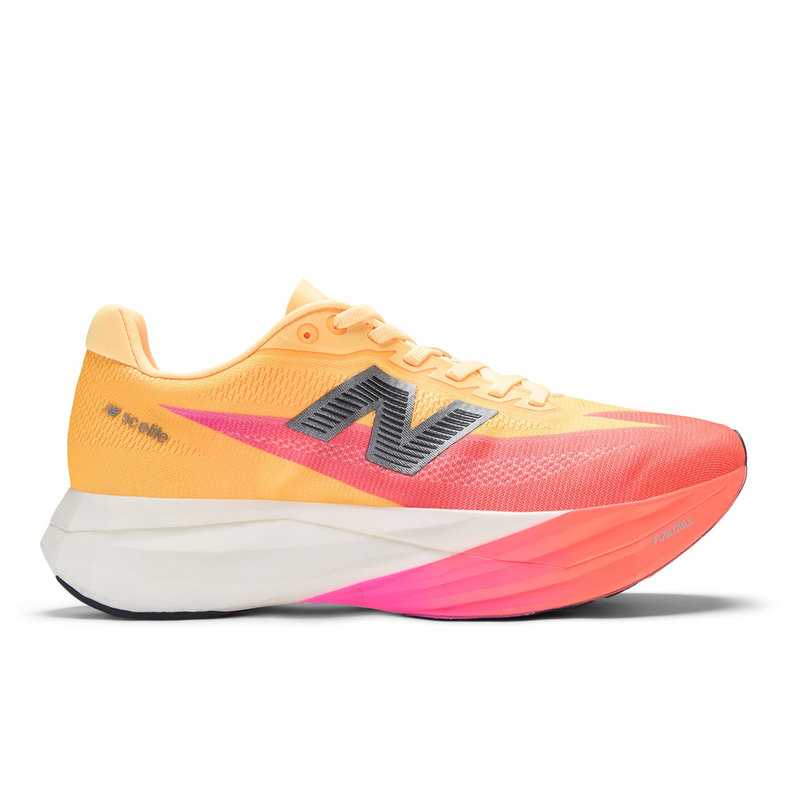 New Balance Women's FuelCell SuperComp Elite v5 in Tangerine Heat/White Peach/Pink Heat