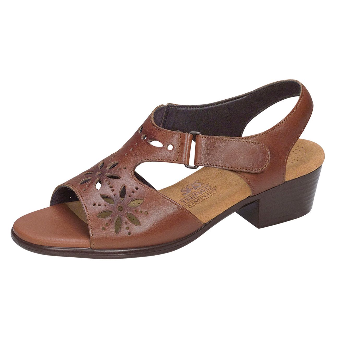 SAS Women's Sunburst Heel Strap Sandal in Chestnut